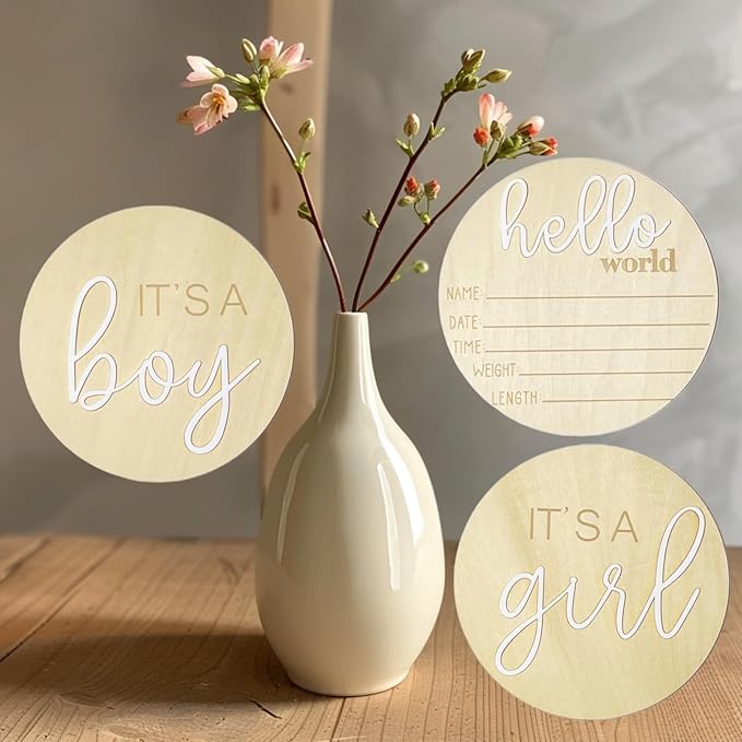 Its a Boy Its a Girl Wooden Sign & Hello World Sign, Baby Birth Announcement Sign
