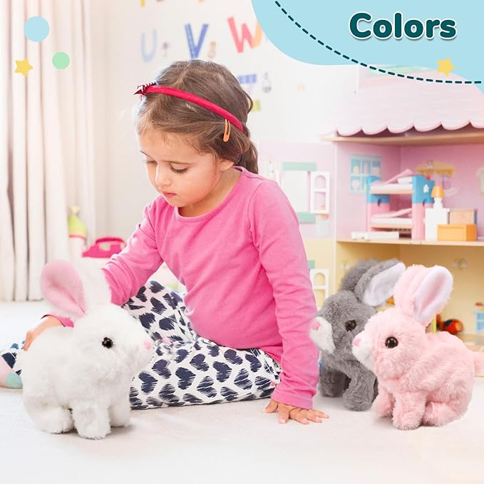 Hopping Walking Bunny Rabbit Toy with Sounds, Wiggling Ears