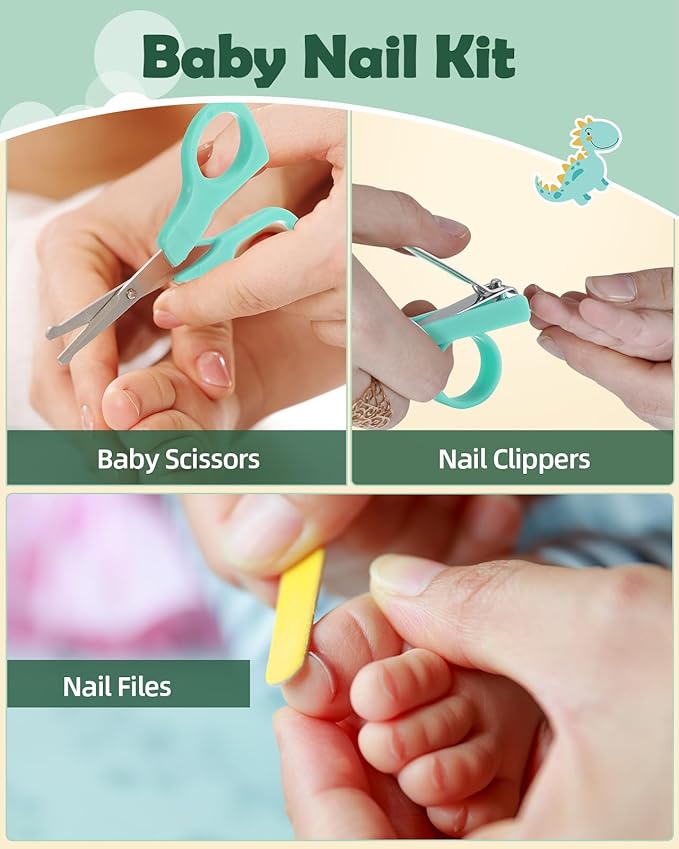Lilian&Gema Baby Grooming Kit Newborn Boy, 15 in 1 Baby Safety Care Set, Portable Baby Healthcare Set with Baby Hair Brush and Comb, Baby Nail Kit, Nasal Aspirator, Perfect Gifts for Boys