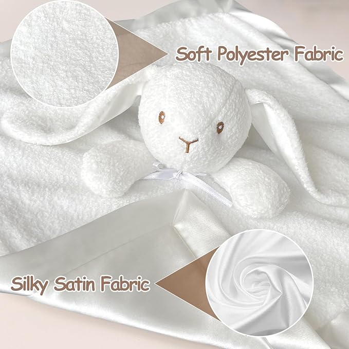 Bunny Baby Security Blanket Loveys for Babies Boys Girls, 15" Soft Baby Lovey Unisex Lovie