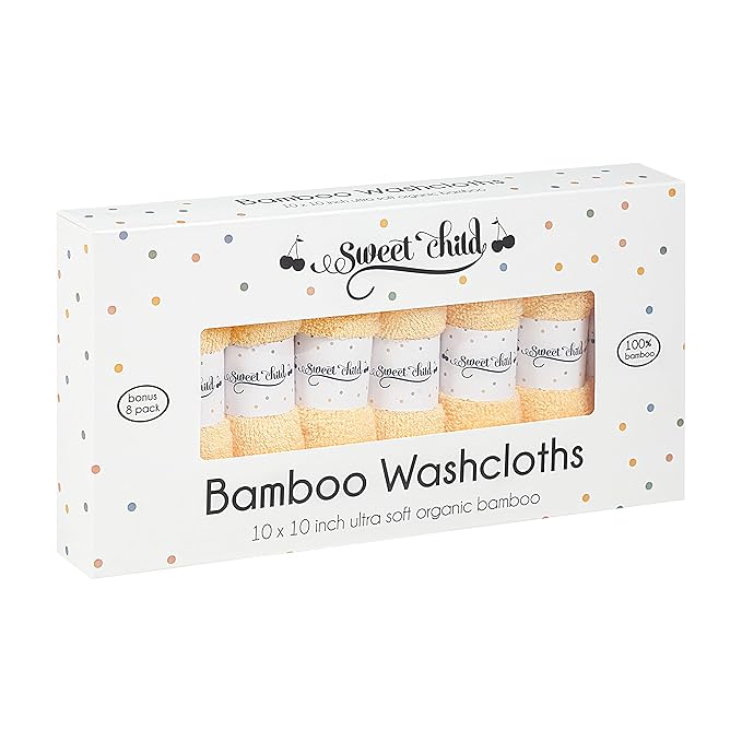 Sweet Child 8-Pack Baby Washcloths -Super Soft Rayon Washcloth, Baby Wash Cloths for Newborn