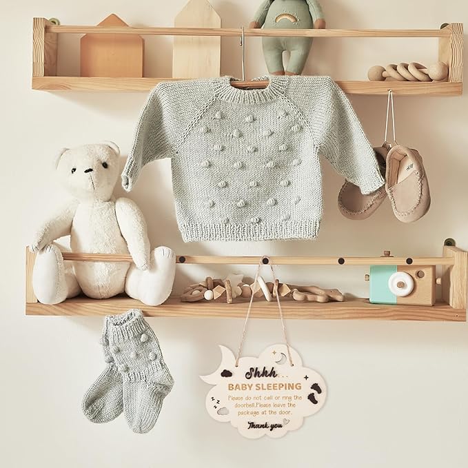 Baby Sleeping Door Sign, 8.27x6.3in Wooden Baby Sleeping Hanging Sign