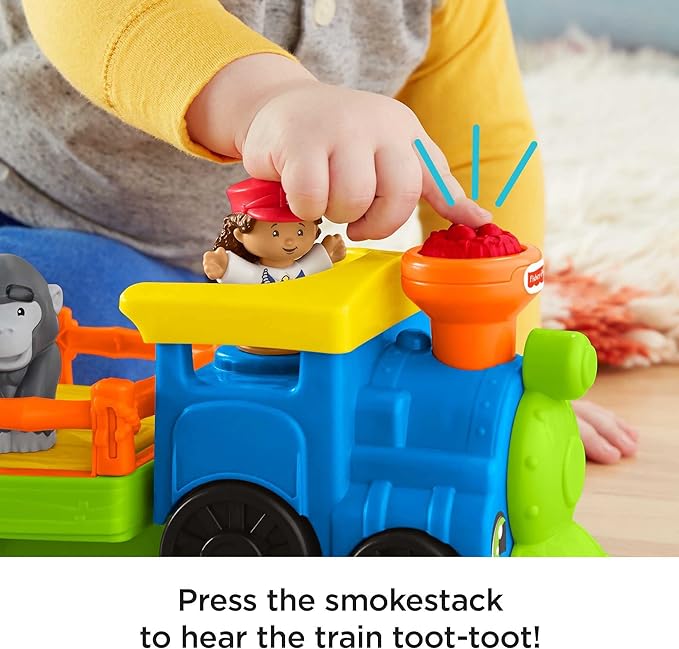 Fisher-Price Little People Toddler Toy Train Choo-Choo Zoo with Music Sounds and 3 Figures for Pretend Play Ages 1+ Years