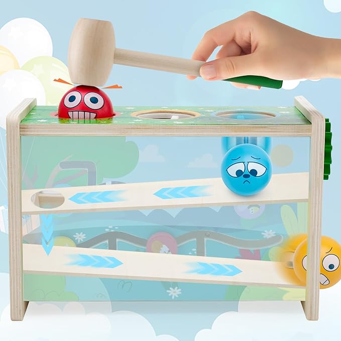 6-in-1 Pound A Ball Toy for Toddlers 1 2 3 - Hammering Pounding & Tapping Toy with Xylophone, Gear 1st Birthday