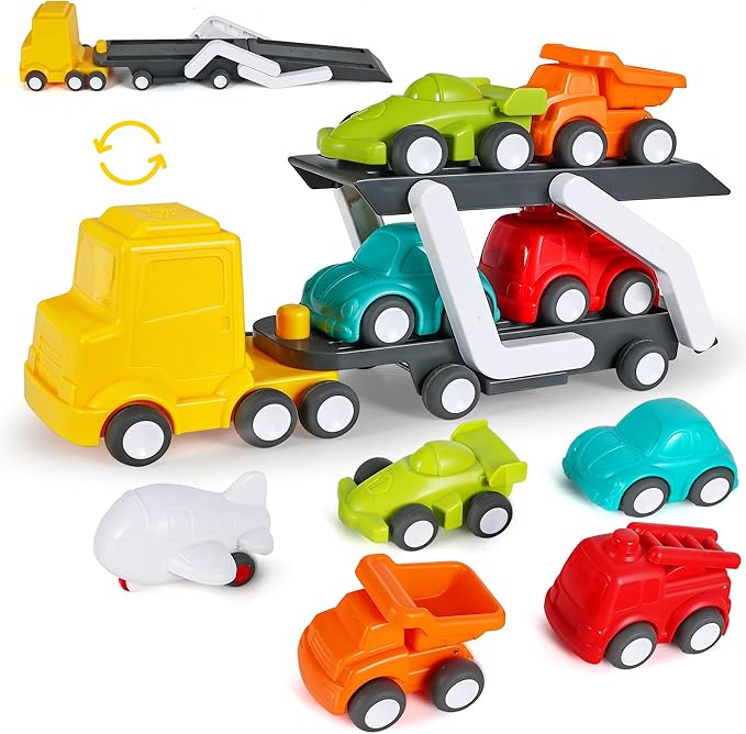 iPlay, iLearn Car Carrier Truck Toy for Toddler 1-3 2 Year 5 Play 1 2 3 4