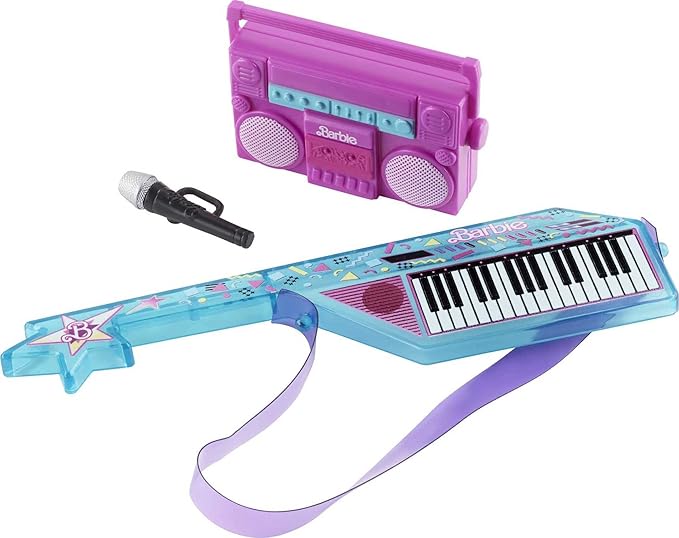 Barbie Rewind 80s Edition Dolls’ Night Out Doll, Brunette in Party Look Featuring Neon Jacket, Skirt & Accessories with Cassette Tape Doll Stand