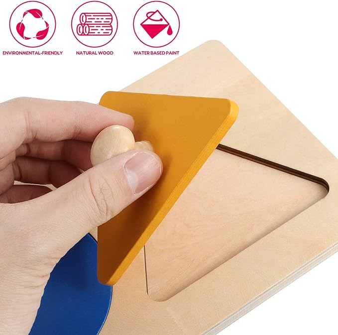 1 Set Geometric Panel Wood Knob Puzzle Wooden Geometry Puzzle