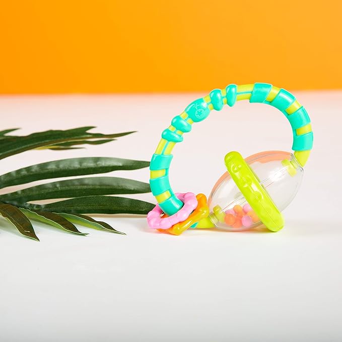 Bright Starts Grab & Spin Baby Rattle & BPA-Free Teether 3 Months+