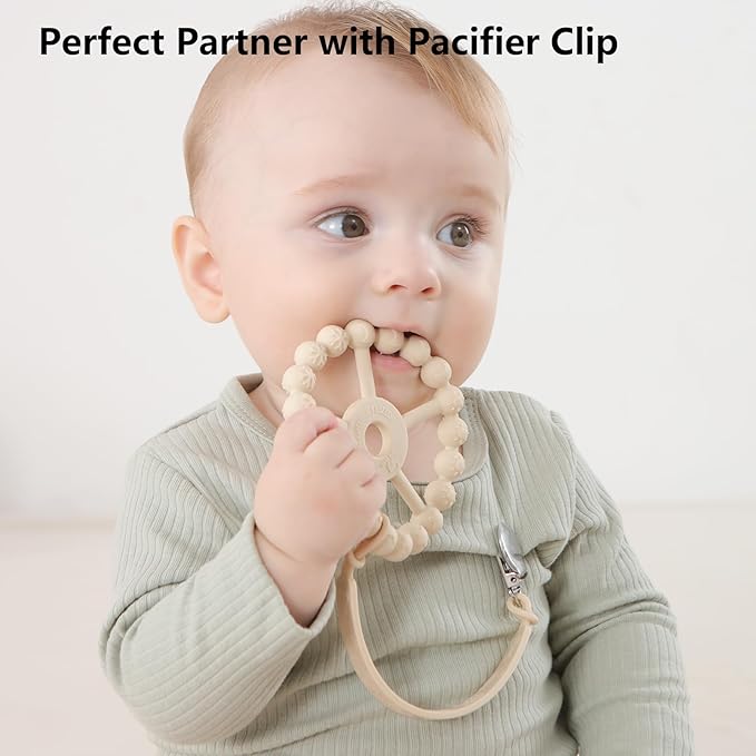 3 Pack Ring Teether, Silicone Teething Ring Toys for Babies 0-6 Months 6-12 Months 12-24 Months,