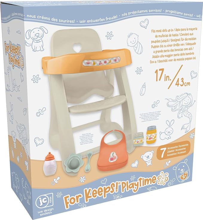 JC Toys - for Keeps Playtime! | Baby Doll High Chair 17" | 2| Earth