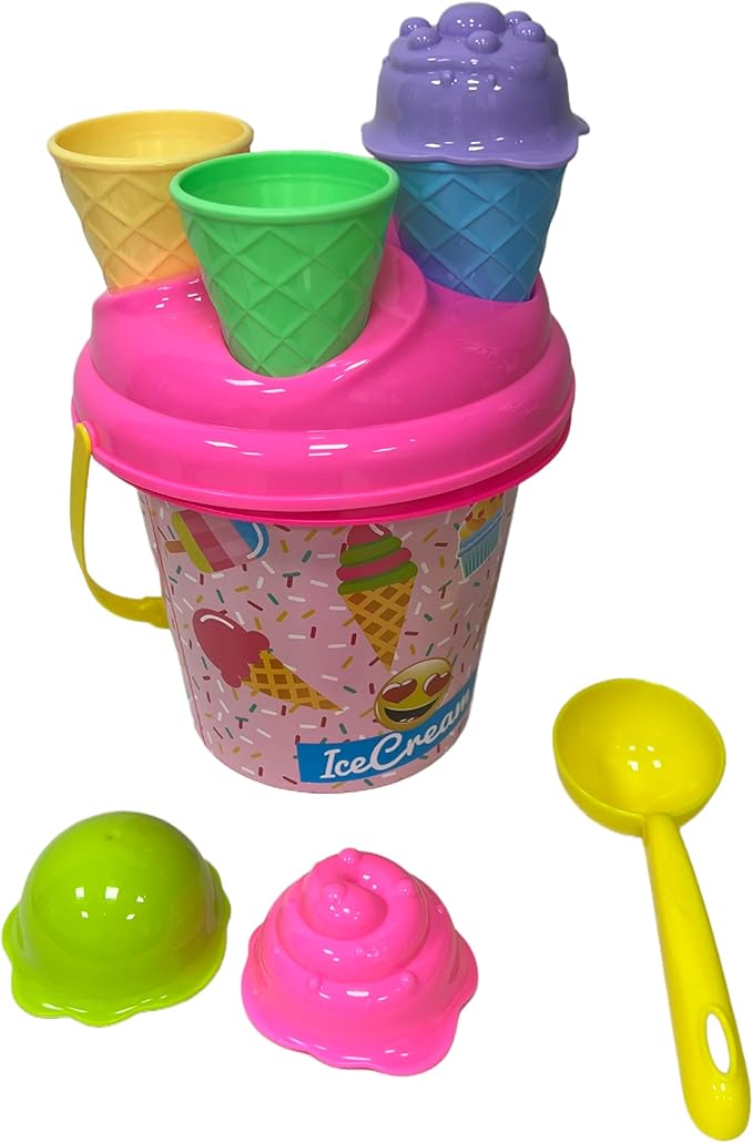 Ice Cream Sand Toys for Kids,9-Inch Sand Pail and Ice Cream Sand Toy Set 3-5 Beach