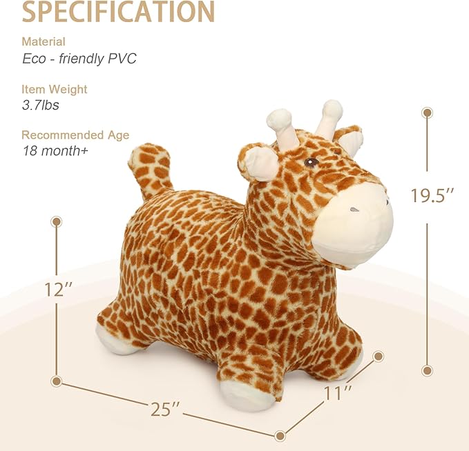 INPANY Bouncy Giraffe Hopping Toys for 1 2 Year Old Girl Birthday Gifts, Toddler Plush Hopper 3 4