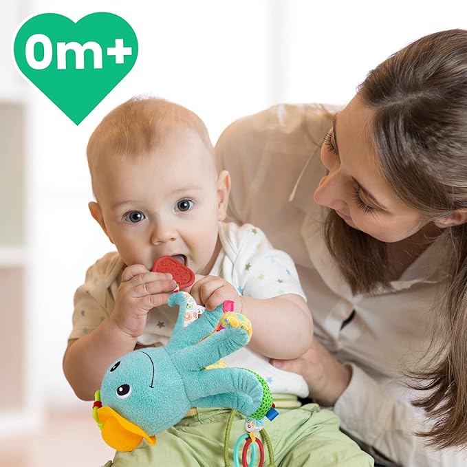 Infant Baby Musical Stuffed Animal Activity Soft Toys, Baby Teething Toys with Multi-Sensory Crinkle 0-3-6-12 Months