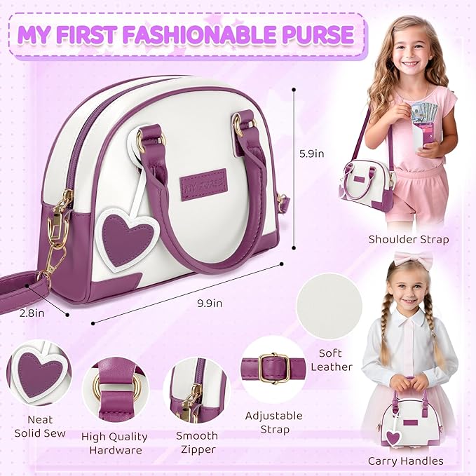 INNOCHEER Little Girls Purse, Kids Toy Purse with Pretend Makeup 2 3 4 5 6 7 8 Year