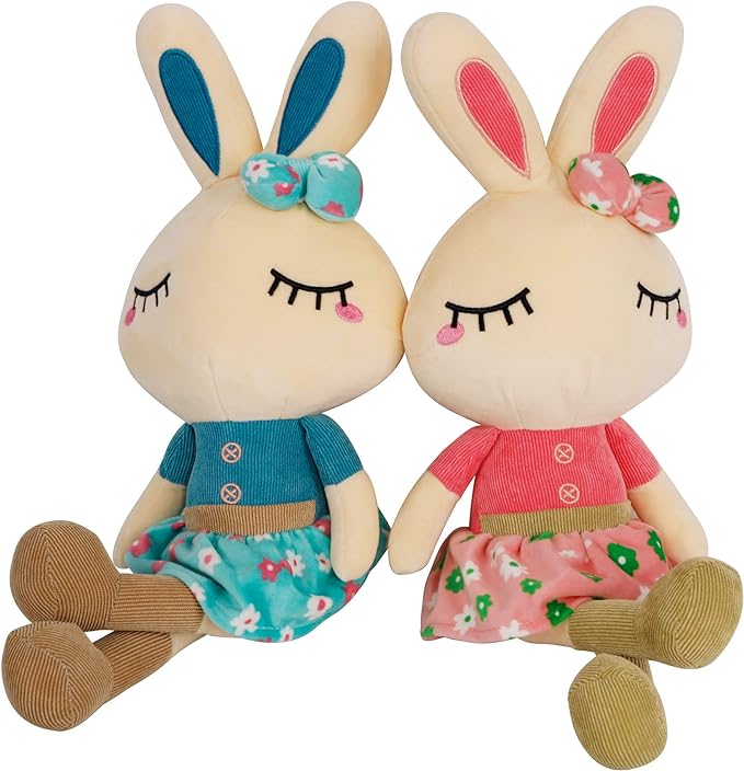 Set of 2 Easter Plush Bunny Rabbit, 18.3 in Doll Rabbit Stuffed Animal Huggable Rabbit Christmas Easter Girls' Gift Room Decorations