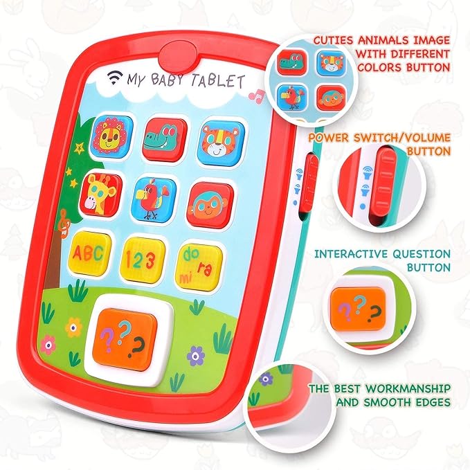 Infant Toys Baby Tablet Toys, Baby Toys 12-18 Months Musical Toys for Toddlers 1-3 1 2 3 Year