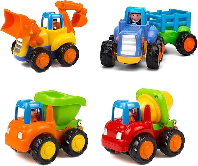 Friction Powered Cars Push and Go Trucks Construction Vehicles Toys