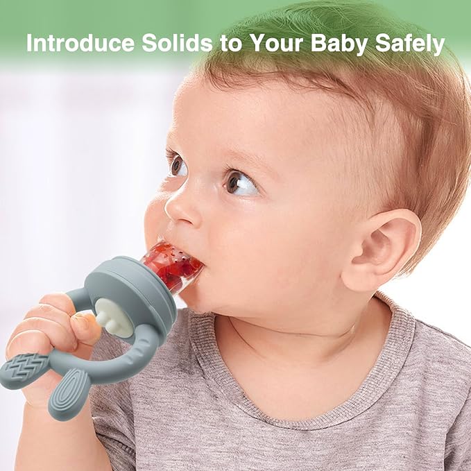 Baby Fruit Feeder with Breastmilk Popsicle Molds & 3 Sizes Pouches, BPA Free Silicone Frozen Feeder for Teething Relief 4 Months+