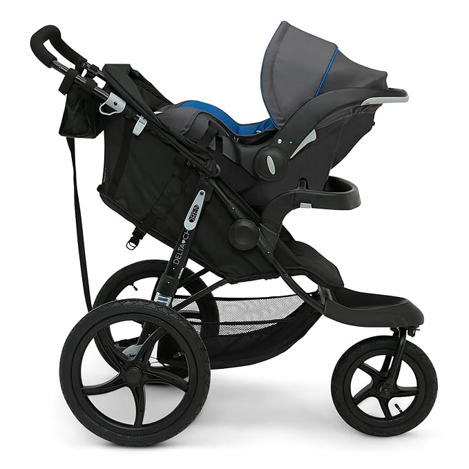 Delta Children Apollo Jogging Stroller - Shock Absorbing Frame with Large Canopy & Recline - Car Seat Compatible, Black