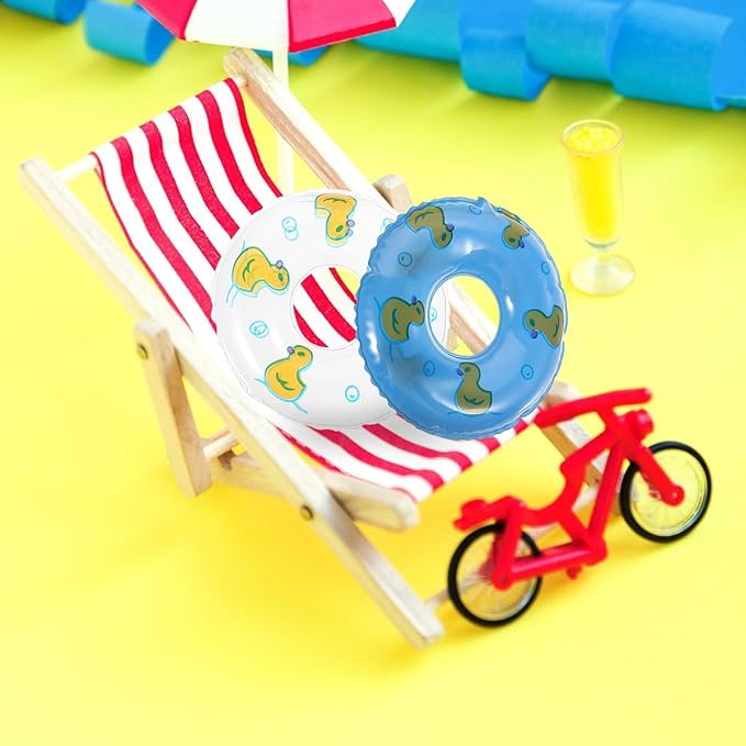Gadpiparty 5Pcs Mini Swimming Rings Dollhouse Pattern Swim Rings Dolls