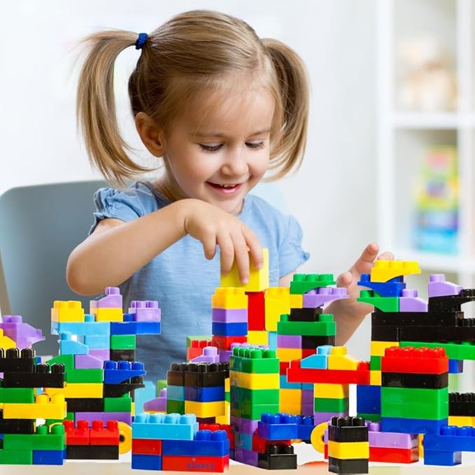 Dimple Large Blocks for Toddlers/Kids Stackable, Multi-Colored, Interlocking Toys Safe, Non-Toxic Plastic Bright Colors, Waterproof Boys and Girls Age 3 + (1200 Pieces)
