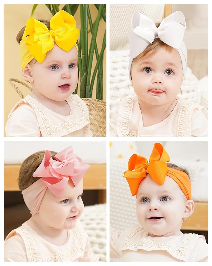 doboi 20pcs Baby Girls Bows Headbands Nylon Hairbands Ribbon Bow
