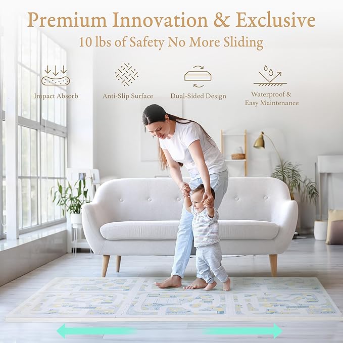 Super 1 Inch Thick Premium Quality Exercise & Baby Foam Play Mats - Expandable Large Non-Toxic Odorless Floor Mat 6 Tiles 6x4ft -Peel-Resistant