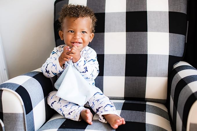 Ultra Soft Cotton Minky Velboa Baby Blanket with Snap Closure for Pacifier or Teether, Machine Washable 12 inch 12 inch