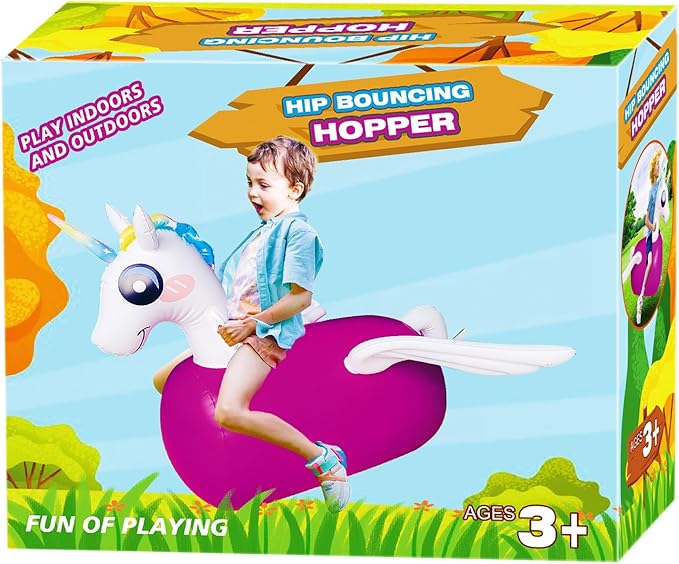 Kid Bouncy un-icornToy,Kid Jumping Animal Toy 220 Pounds.