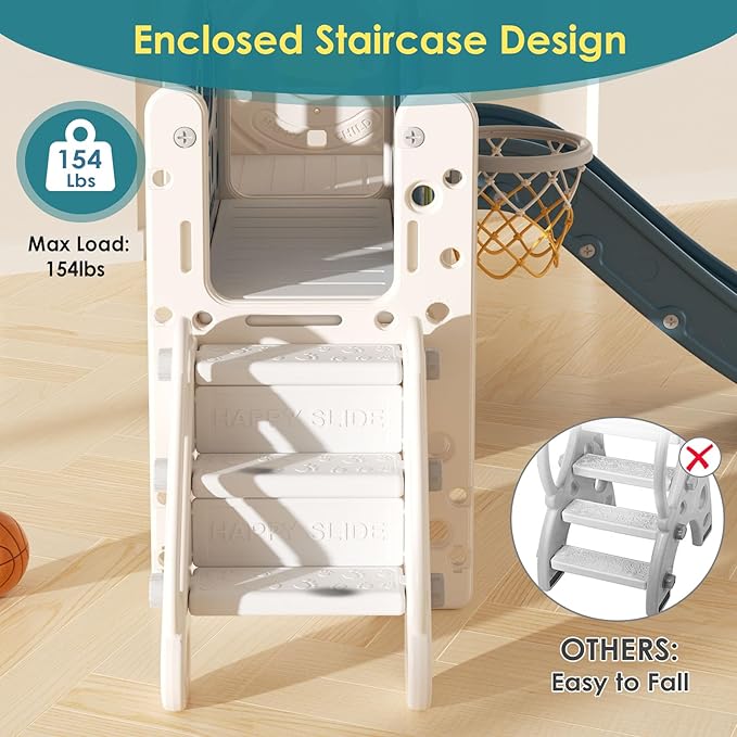 10 in 1 Toddler Slide, Kid Slide for Toddlers Age 1+ with Ring Toss