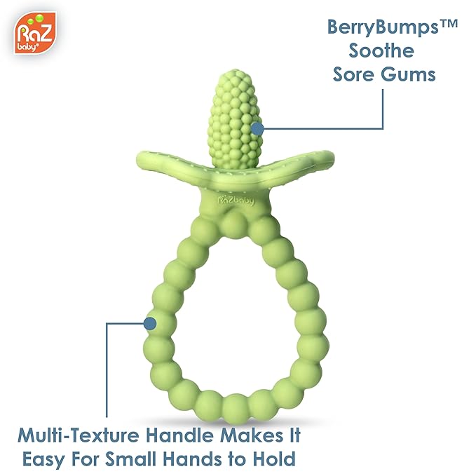 RaZbaby Silicone Baby Teether, BerryBumps Textured Silicone Soothes Babies??Sore Gums
