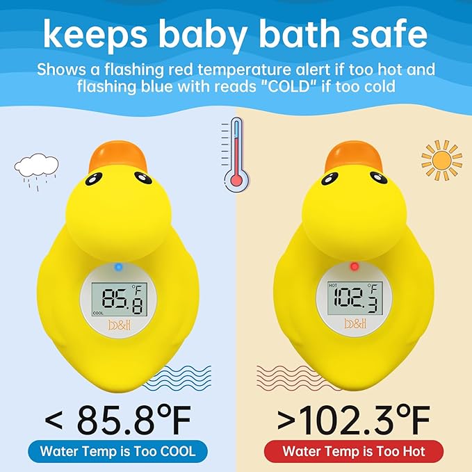 b&h Duck Baby Bath Thermometer, Toddlers Bath Temperature Thermometer Safety Floating Toy