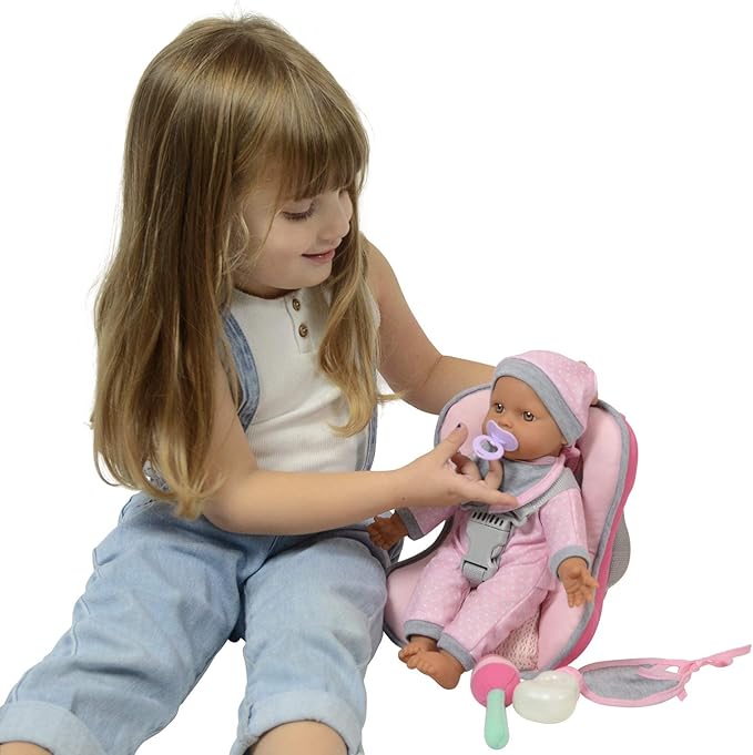 Doll Travel PlaySet - Baby Doll Car Seat Carrier Backpack 12 Inch