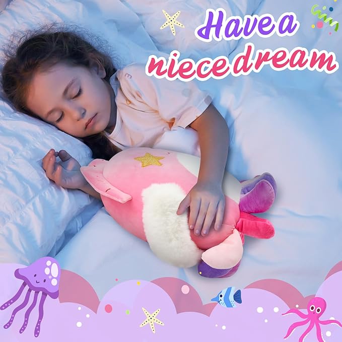 Houwsbaby 12" Pink Party Squid Plush Pillow,Octopus Plushie Ocean Sea Life Stuffed Animal Toys