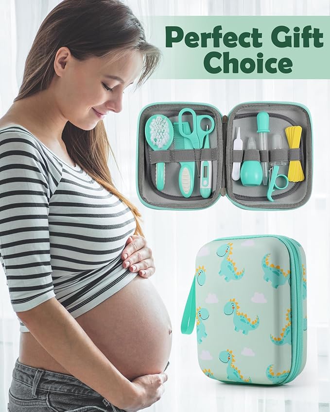 Lilian&Gema Baby Grooming Kit Newborn Boy, 15 in 1 Baby Safety Care Set, Portable Baby Healthcare Set with Baby Hair Brush and Comb, Baby Nail Kit, Nasal Aspirator, Perfect Gifts for Boys