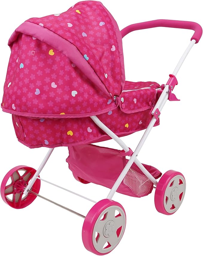 509 Crew Garden Pram N Doll Set - 14" Baby Doll & Folding Pram Set, Kids Pretend Play 3+