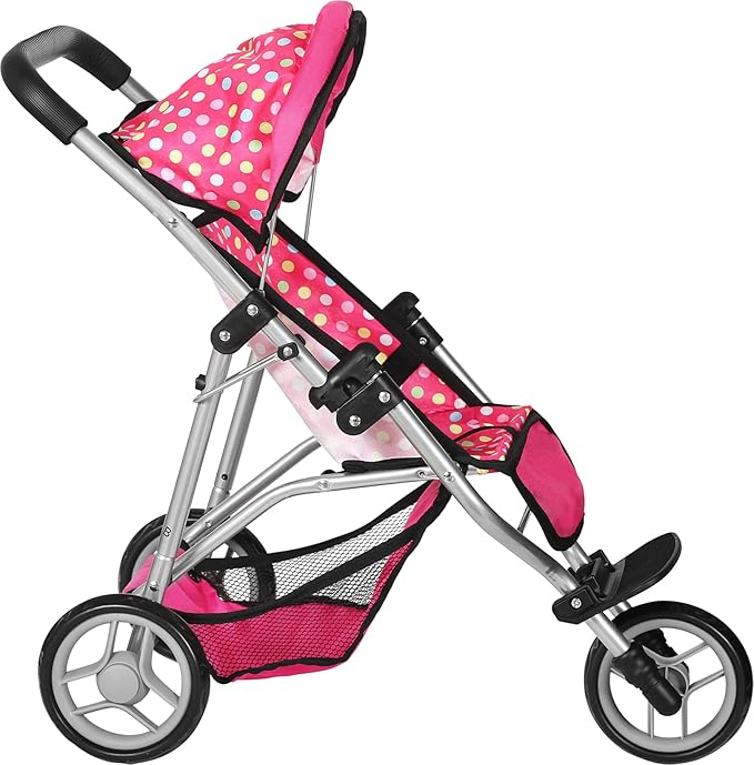 Fash N Kolor - Baby Doll Stroller with Adjustable Canopy & Toy Storage Basket