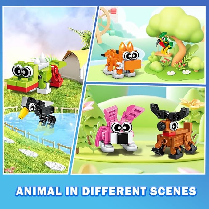 HOGOKIDS Party Favors for Kids, 20 Pack Animals Building Block Toy, Easter Gifts Goodie Bags Stocking Stuffer Classroom Prizes Building Set, Christmas Birthday Gift for Boys Girls Ages 6-12+