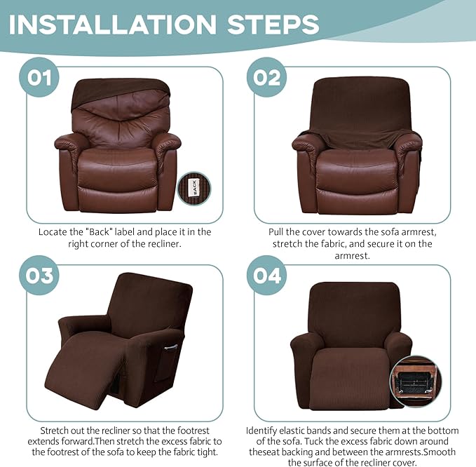 Recliner Chair Cover Lazy Boy Recliner Covers Recliner Covers for Recliner Chair 1 Piece Furniture Protector Prevent wear and pet Hair(Recliner,Chocolate)