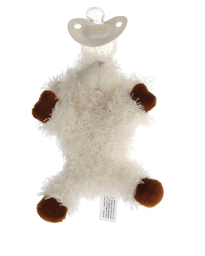 Furry Friend Pacifier Plush Toy - Ultra Soft Cuddly 100% Polyester with Medical Grade Silicone Pacifier (Color Varies), Machine Washable