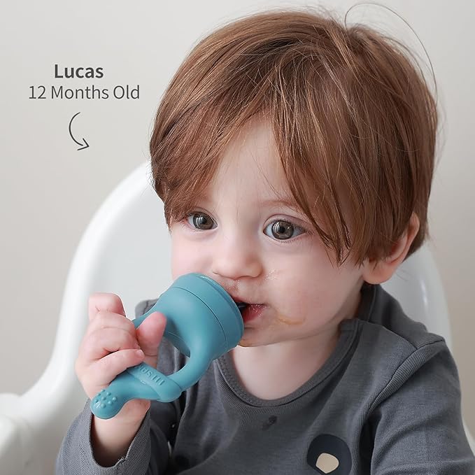 SAMiGO Baby Food Fruit Feeder and Breastmilk Popsicle Mold Set, Silicone Fruit Teether 4 Months+