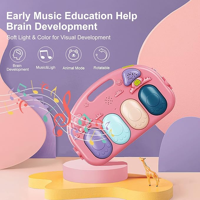 dearlomum Baby Play Mat Baby Gym,Funny Play Piano Tummy Time Baby Activity Mat with 5 Infant Sensory Baby Toys 0 to 3 6 9 12