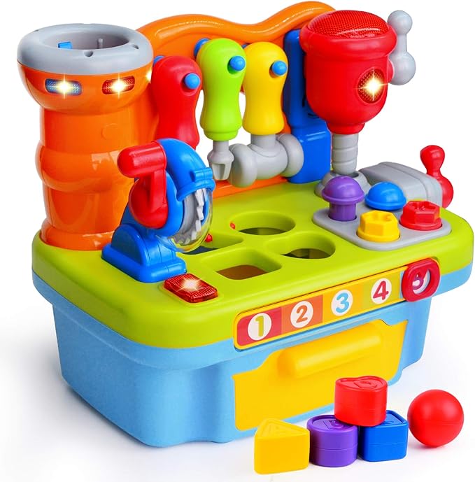 Toys for 1 Year Old Boy, Musical Learning Workbench for Toddler Toys Age 1-2 12-18 Months 1 Year