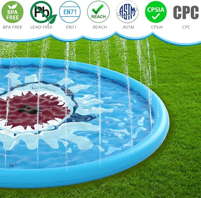 Jasonwell Splash Pad Sprinkler/ Play Mat for Kids, Outdoor Water Toys Inflatable for Baby Toddler Boys Girls Children Age 18+ Months