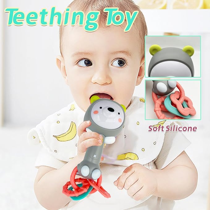 Musical Rabbit Light-Up Toy and Teething Ring for Toddlers Sensory 6 12 18 Month