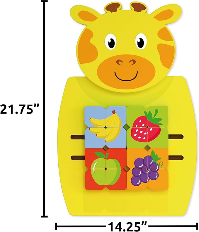 SPARK & WOW Giraffe Activity Wall Panel - Ages 18m+ - Montessori Sensory Wall Toy - Puzzle Activity - Busy Board - Toddler Room Décor