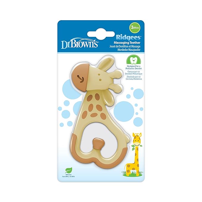 Dr. Brown's Ridgees Giraffe, Massaging Baby Teether Free,3m+