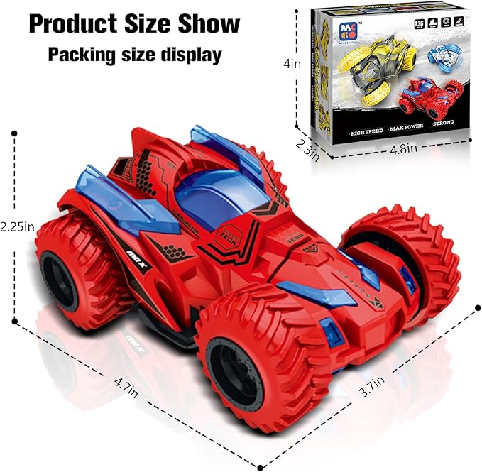 2 Pack Stunt Spinning Toy Car for 3 Year Old Boys,Kids Toys Pull Back Car for 3 Year Old Boy Girl and Toddler 3 and 360° Upright