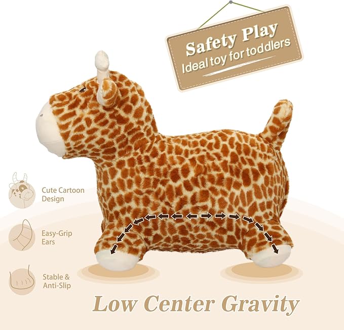 INPANY Bouncy Giraffe Hopping Toys for 1 2 Year Old Girl Birthday Gifts, Toddler Plush Hopper 3 4