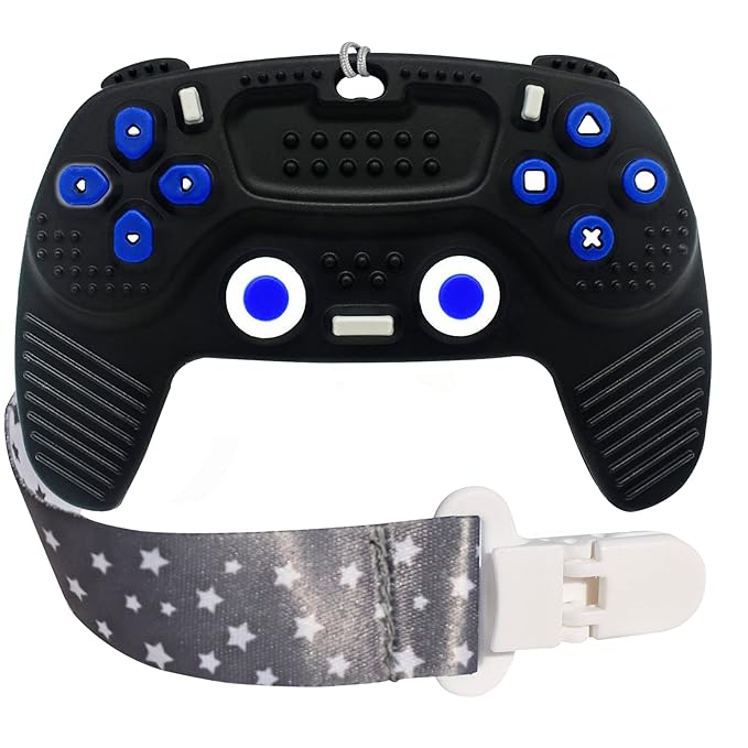 Teething Remote Control for Baby with Pacifier Clip, Funny Teethers for baby for Baby Girl Or Boy 3-6 6-12
